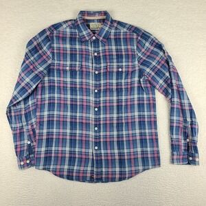 The Normal Brand Flannel‎ Shirt Mens Medium Blue Purple Dress Lined Button Down